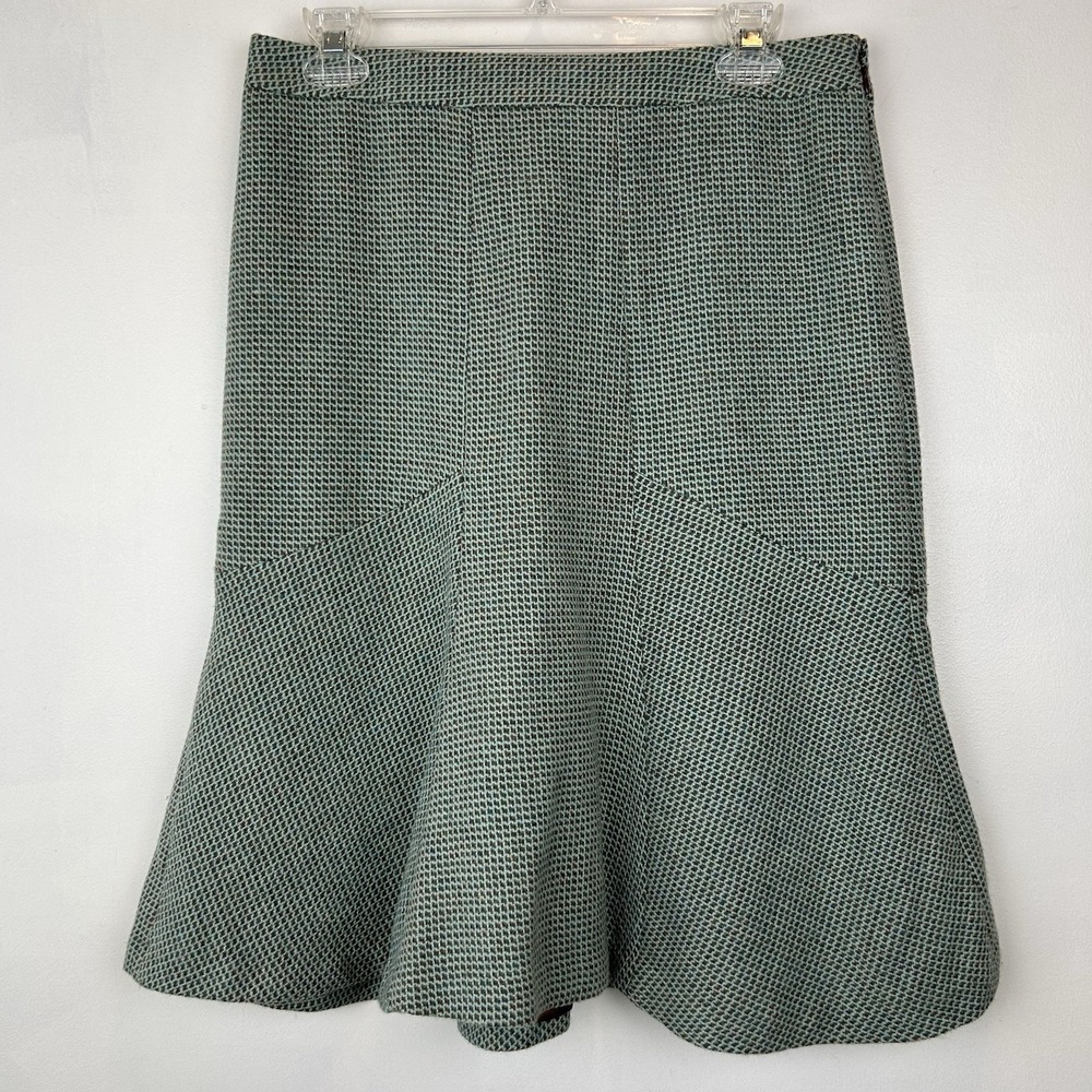 Ann Taylor Loft Skirt Women 6 Green Tweed Wool Blend Knee Lined Fit Flare Office